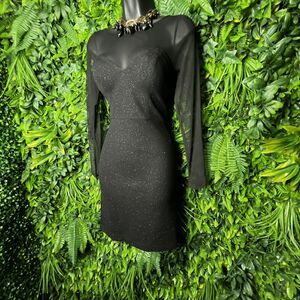 DEAR MOON Women Dress 3 Black Formal Mini illusion Neckline Fitted‎ Party  0655